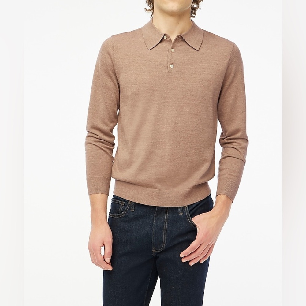 J. Crew Merino wool-blend sweater-polo - Brown - Picture 1 of 9
